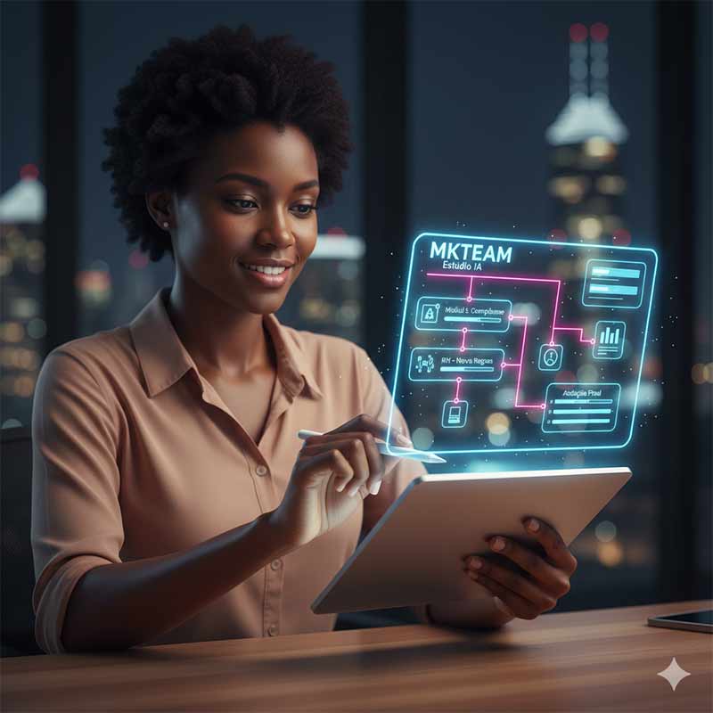 Pessoa utilizando tablet para treinamento com IA